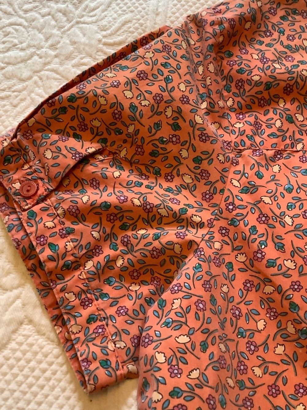 Basic Editions Short-Sleeve Button-Down Shirt - Rust Floral Print - Picture 8 of 8
